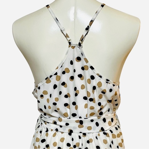 Ivory polka dot sleeveless racerback tiered ruffle hem maxi dress NWT size S - Picture 6 of 8